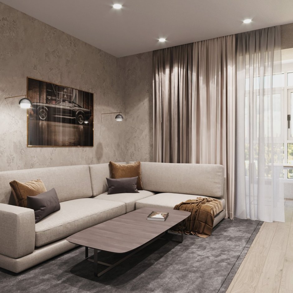 Гостиная в бежево серых тонах