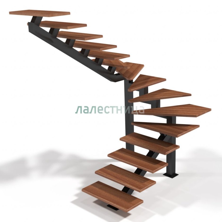Лестница металлокаркас с деревянными ступенями