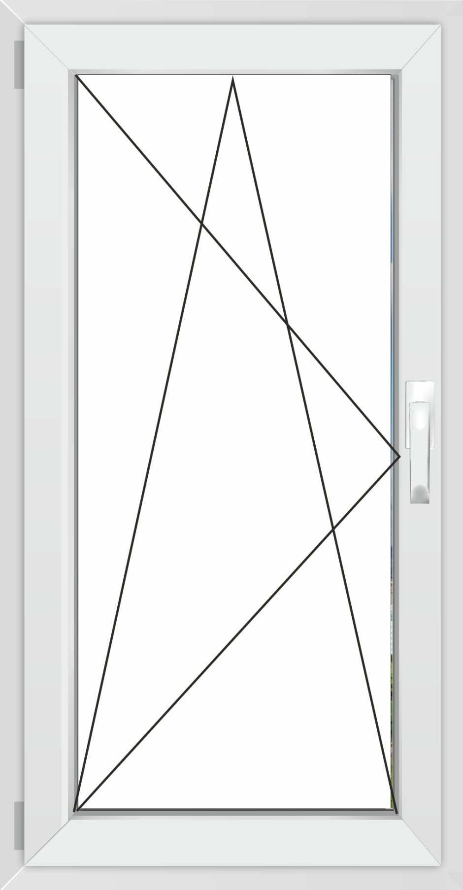 Одностворчатое окно с раскладкой вид из комнаты