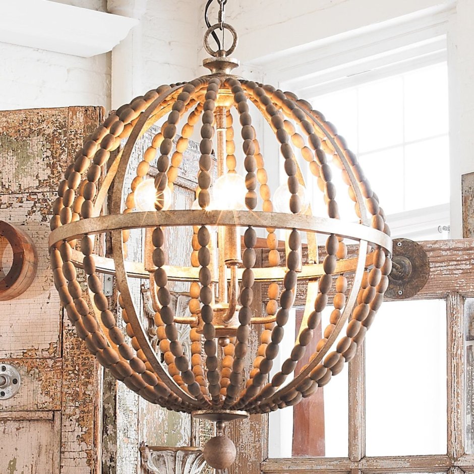 Люстра Amelia Wood Bead Chandelier