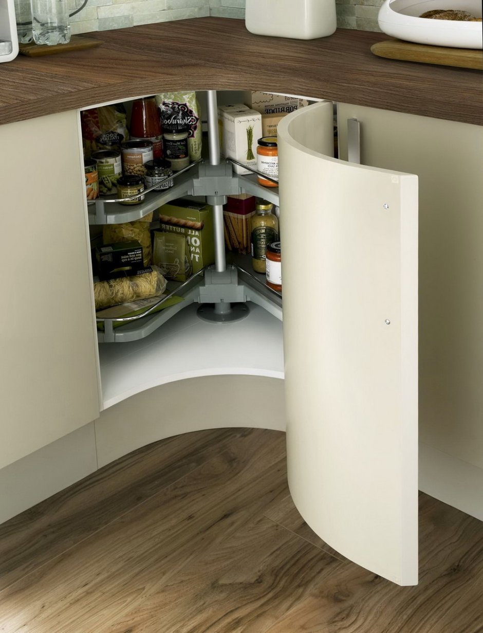 Угловой полукруглый шкаф на кухню