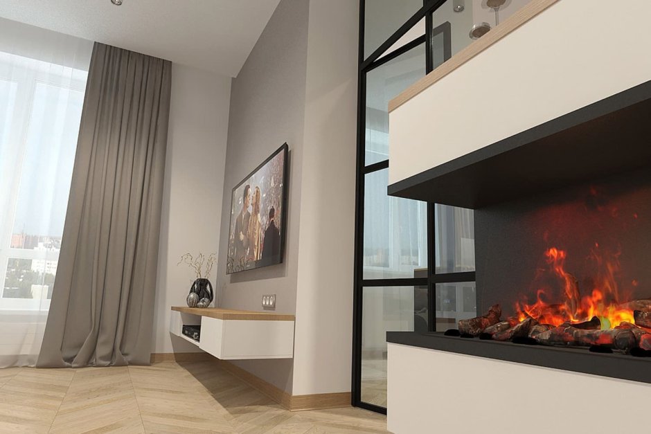 Электрокамин Electrolux 3320 в интерьере гостиной