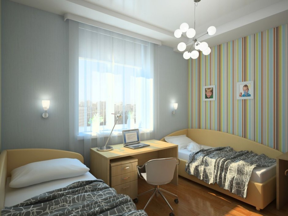 Дизайн маленькой спальни с двумя кроватями