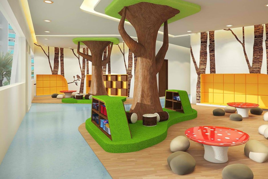 Современный дизайн детского сада внутри