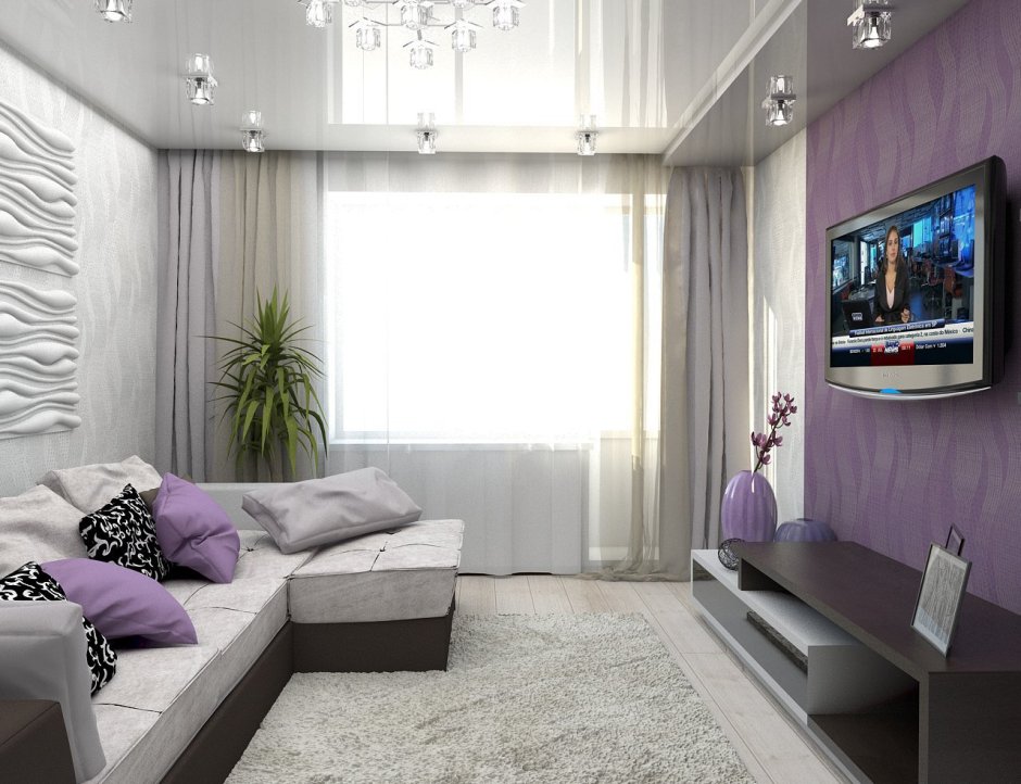 Дизайн зала с угловым диваном в квартире