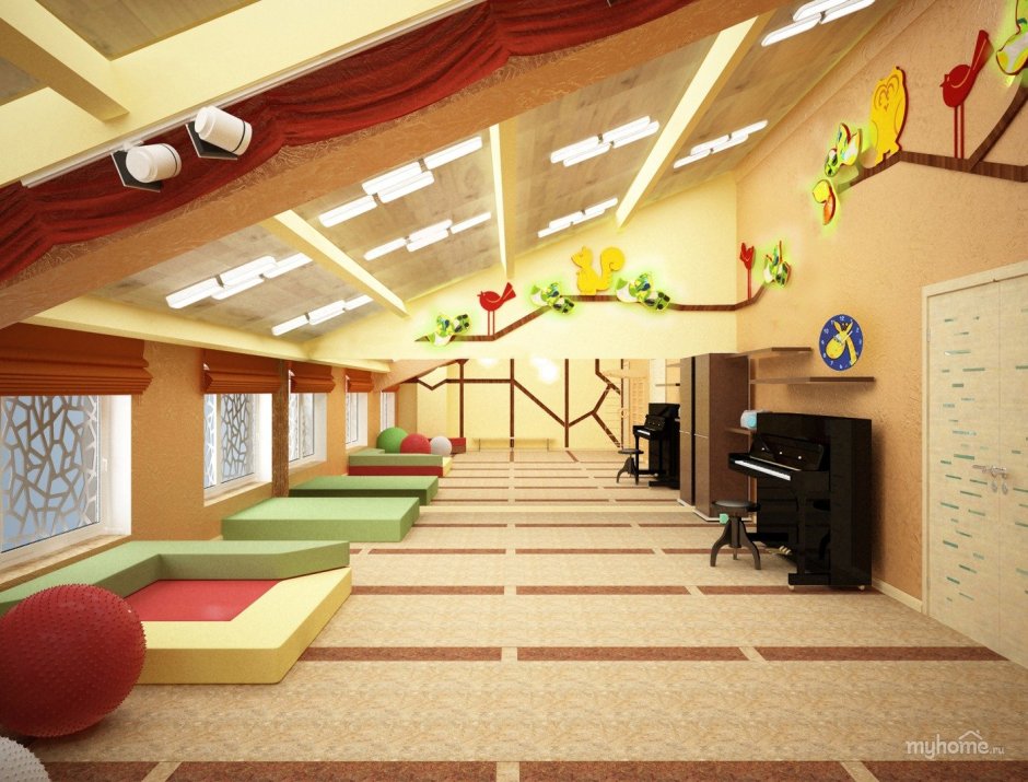 Музыкальный зал в детском саду дизайн интерьера