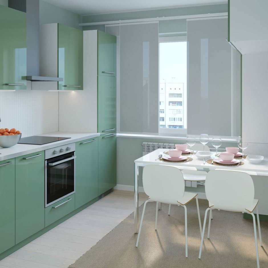 Серый цвет зеленого оттенка кухня