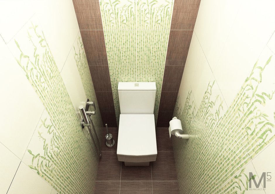 Интерьер туалета самоклеющимися панелями